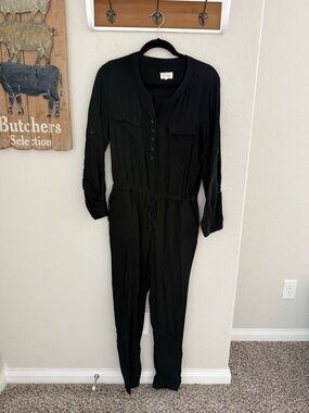 Lou & Grey Black Utility Jumpsuit with Drawstring Waist